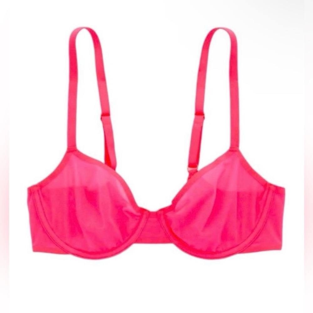 SMOOTHEZ Mesh Unlined Bra dark  pink FULL COVERAGE nwt